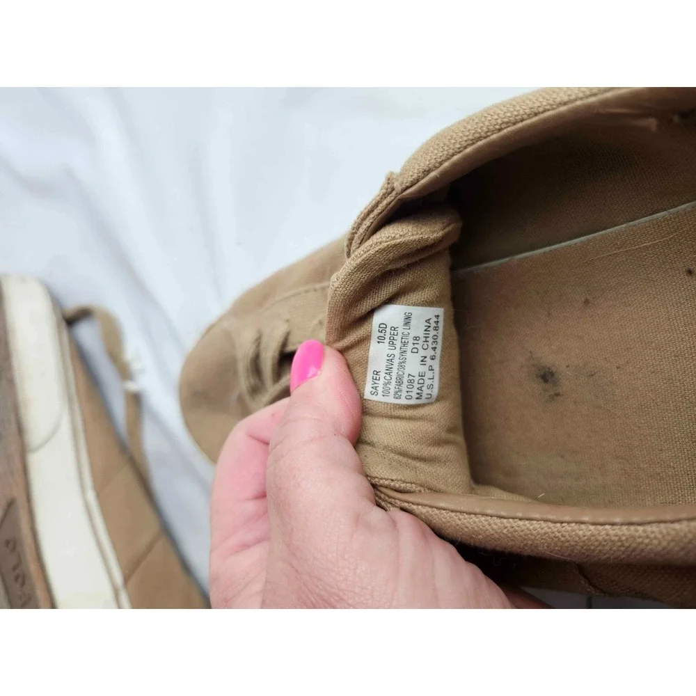Polo Ralph Lauren Sayer Canvas Sneakers Mens Size 10.5D Tan Low Top Casual Shoes